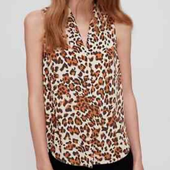 Aritzia Babaton Akira Leopard Print Sleeveless Blouse Size XXS - Picture 1 of 6